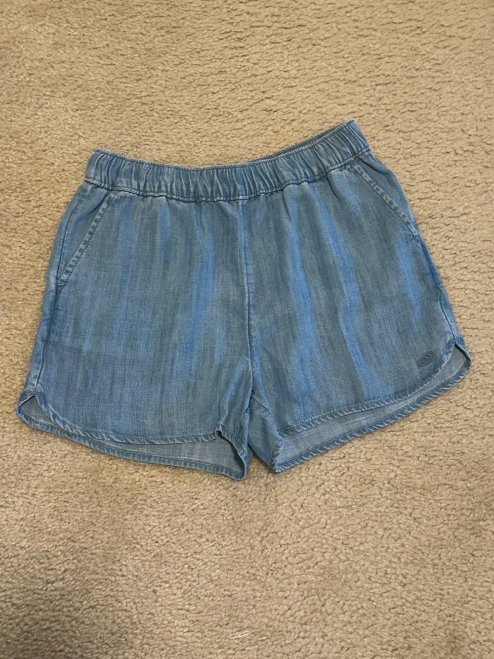 Light Blue Denim-Look Pull-On Girls Shorts